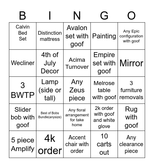 Bobby Bingo Card