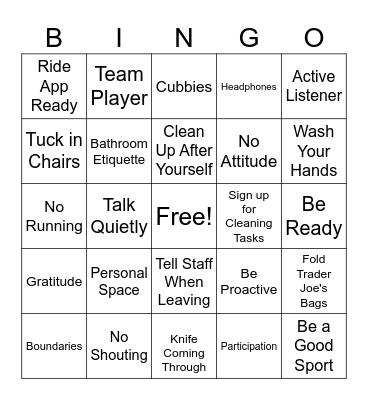 Mychal's Rules & Reminders Bingo Card