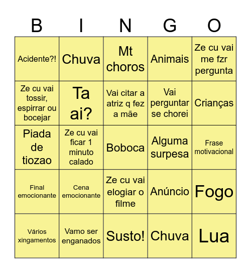 🌧 🌟 nao sei o nome do filme 🌟 ☔🌧 Bingo Card