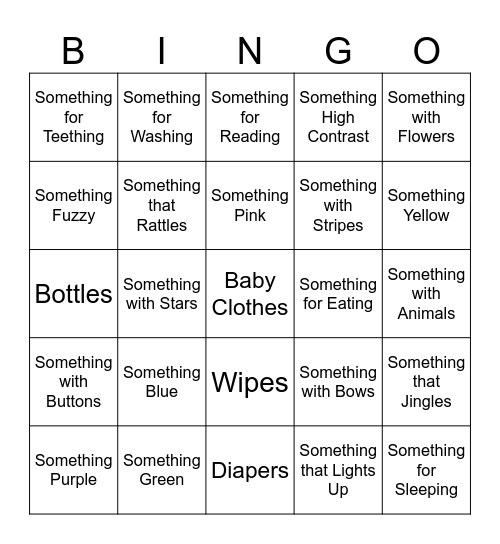 Baby Shower Bingo Card