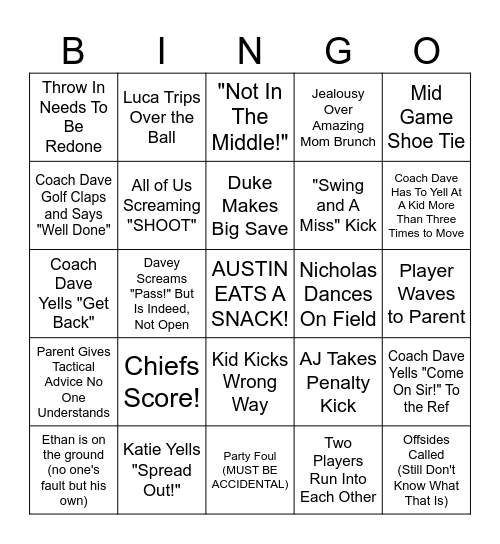 CHIEFS MOTHER'S DAY Bingo Card