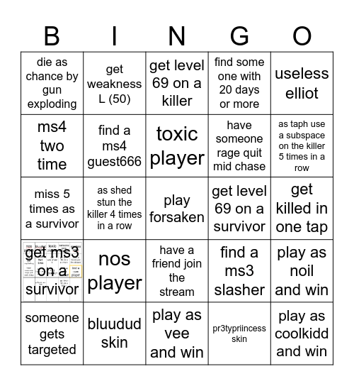 forsaken stream Bingo Card