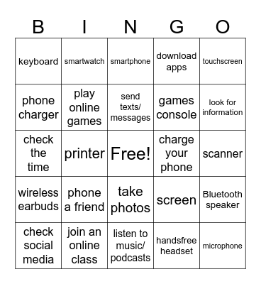 Technology Bingo Card