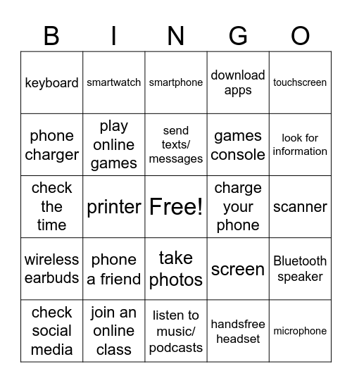 Technology Bingo Card
