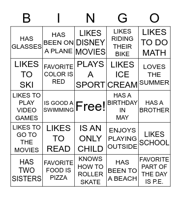 Friend Files Bingo Card
