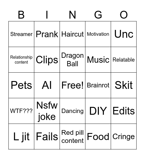 Reels Bingo Card