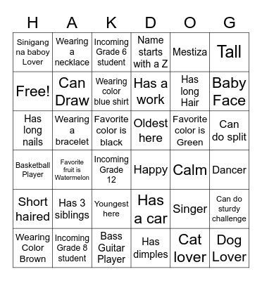 Nice to Meet You Bingo Card