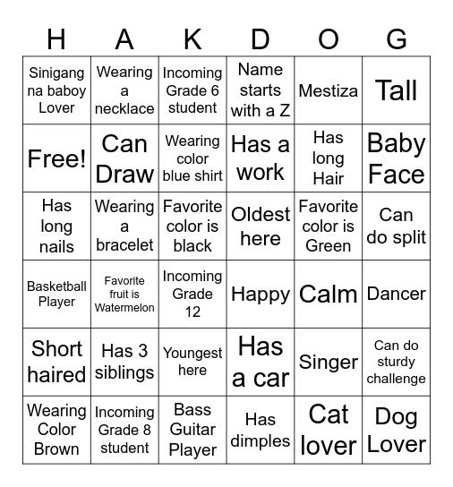 Nice to Meet You Bingo Card