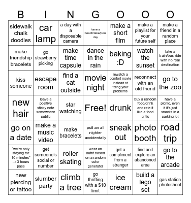 SIDE QUESTS Bingo Card