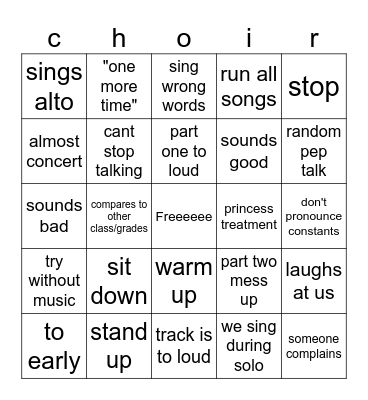 Ty Kyla for the idea Bingo Card