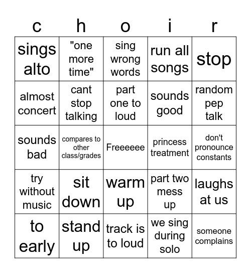 Ty Kyla for the idea Bingo Card