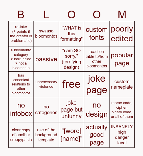 dwc bingo (V2) Bingo Card