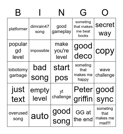resent tab bingo (w How-D) Bingo Card