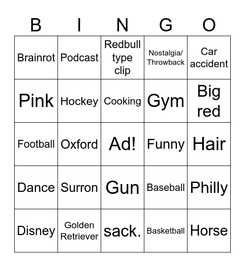 IG Reels Bingo Card