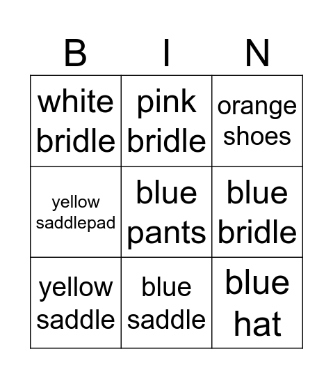 the mystery's outfit bingo Card