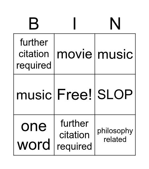 Weird Wikipedia pipeline Bingo Card