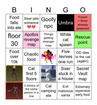 Deadly Delivery Bingo Card