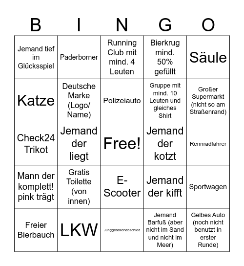 Malle Bingo Card