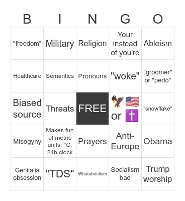 MAGA on social media Bingo Card