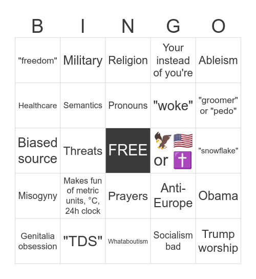 MAGA on social media Bingo Card