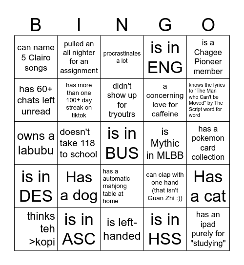Find someone who... Bingo Card