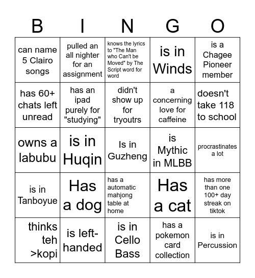 Find someone who... Bingo Card