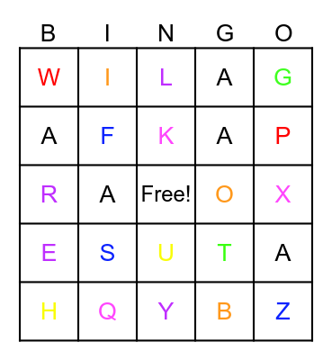 alphabet Bingo Card