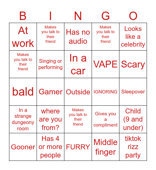 OmeTV Bingo Card