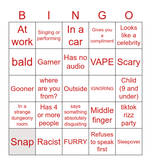 OmeTV Bingo Card