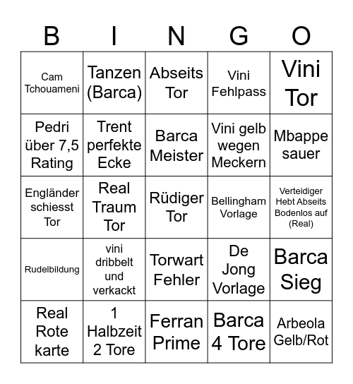 Real Barca Bingo Card