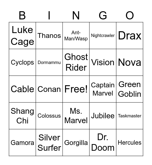 Marvel Rivals Bingo Card