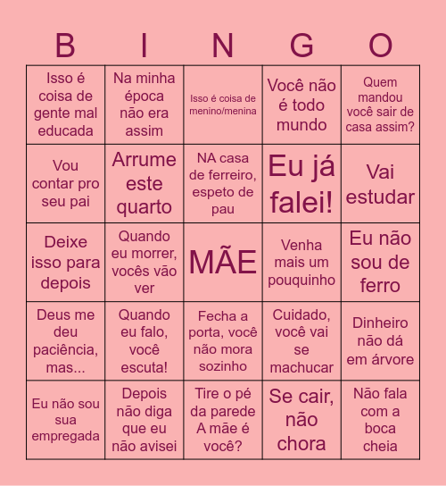 DIA DAS MÃES Bingo Card