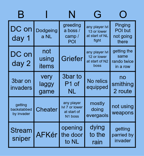 DoN with Randos in NR Bingo Card
