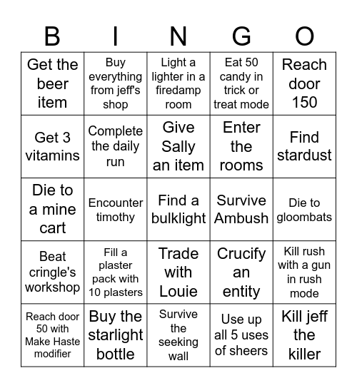 Doors bingo Card