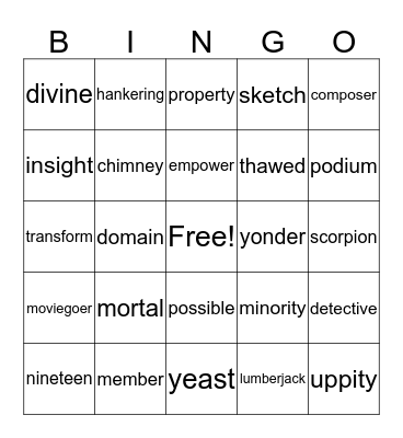 4th grade BINGO Card