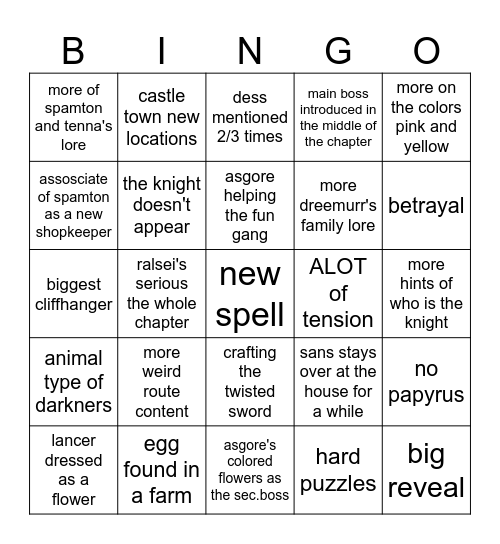 DELTARUNE CHAPTER 5 Bingo Card