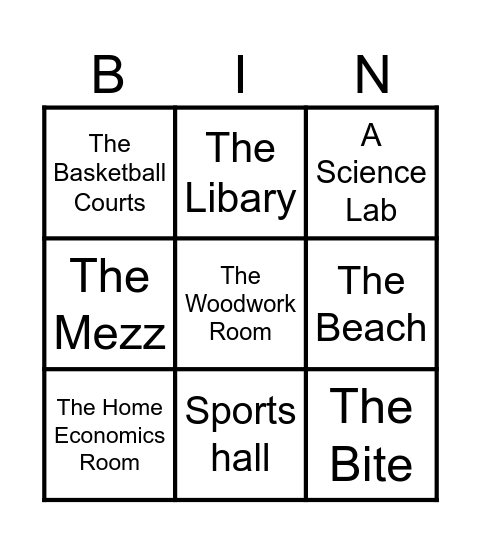 GCC Tour Bingo Card