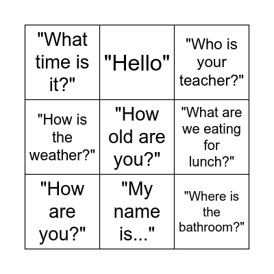 Phrases Bingo Card