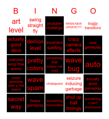 random tab bingo Card