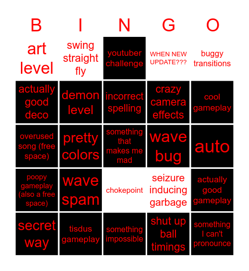 random tab bingo Card