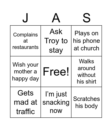 Dad bingo Card