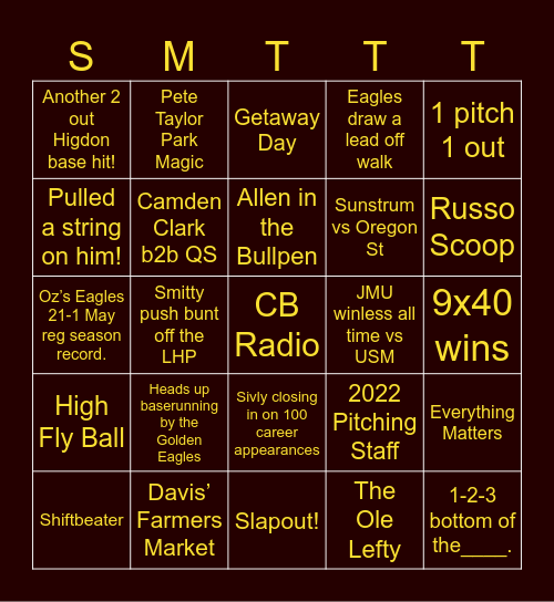 Getaway-Day JC/JB Bingo Card