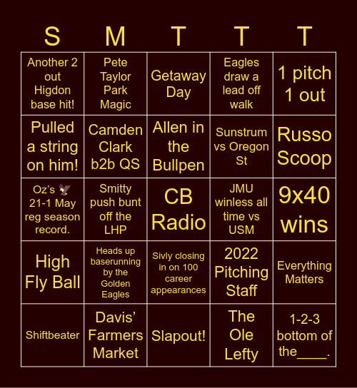 JC/JB-Getaway-SMTTT Bingo Card