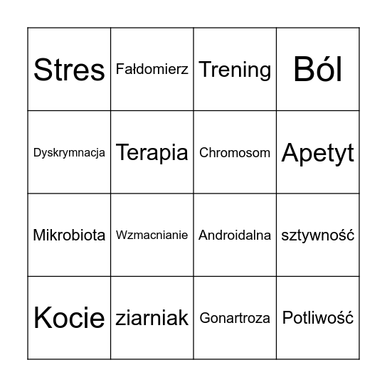 Sarkoidoza i Otyłość Bingo Card