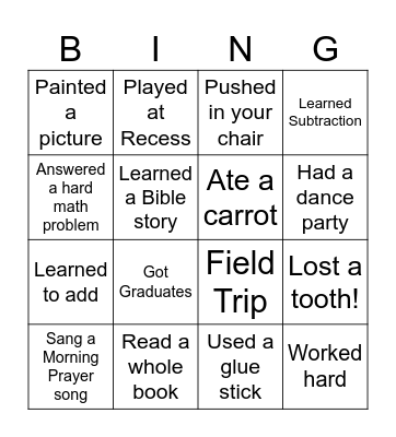 First Grade Bingo Card