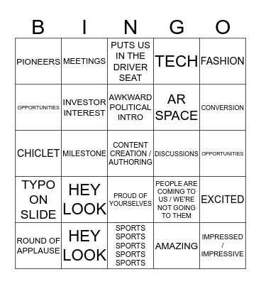 All Hands Bingo Card