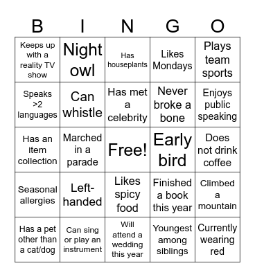BINGO Card