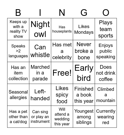 BINGO Card