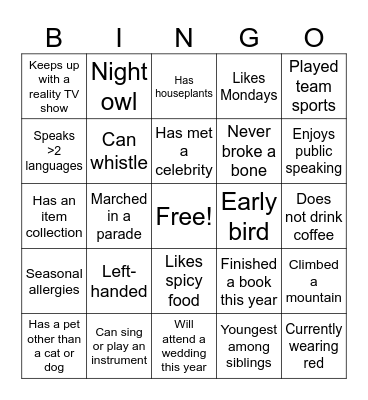 BINGO Card