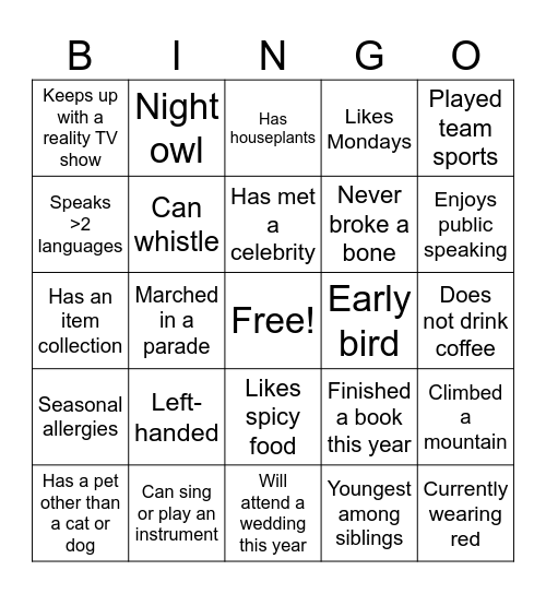 BINGO Card